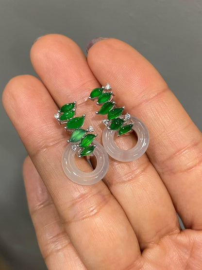 Green Jadeite Huggie Earrings (NJE223)