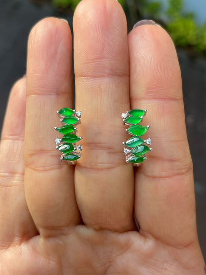 Green Jadeite Huggie Earrings (NJE223)