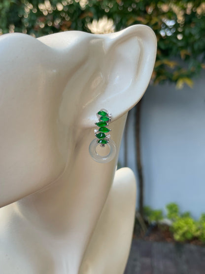 Green Jadeite Huggie Earrings (NJE223)