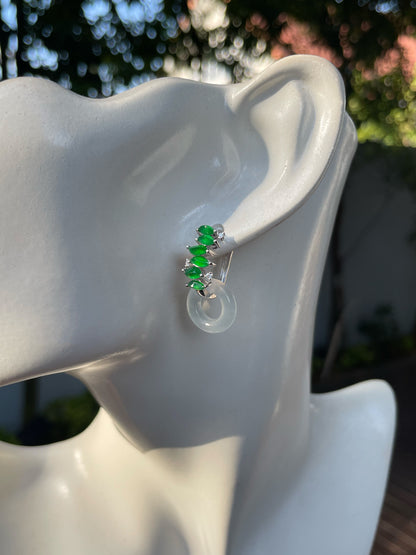 Green Jadeite Huggie Earrings (NJE223)