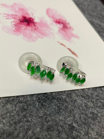 Green Jadeite Huggie Earrings (NJE223)