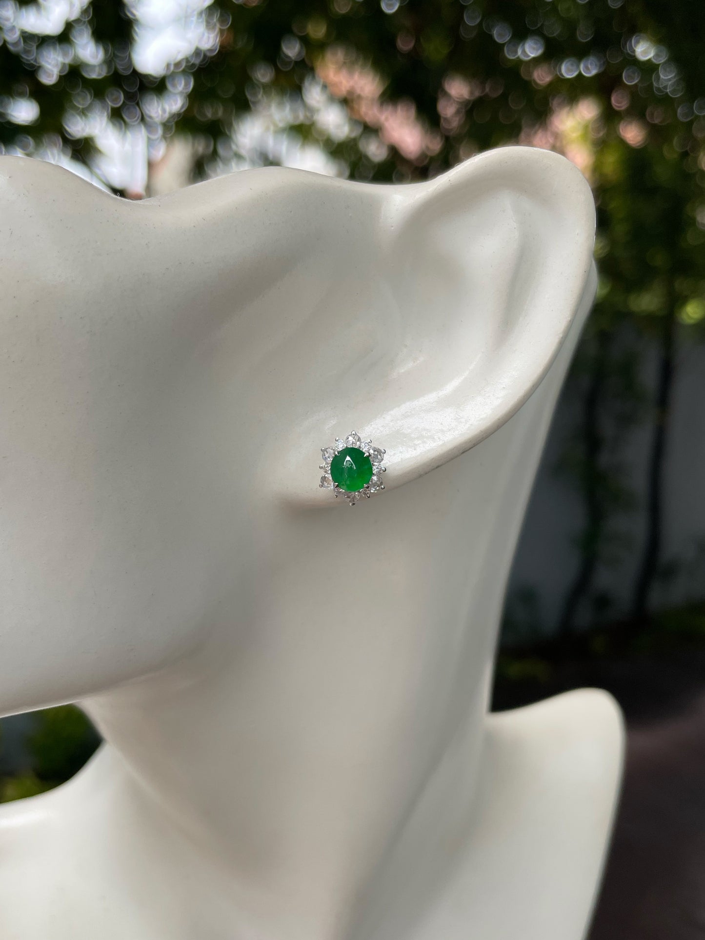 Green Jade Earrings - Cabochons (NJE257)