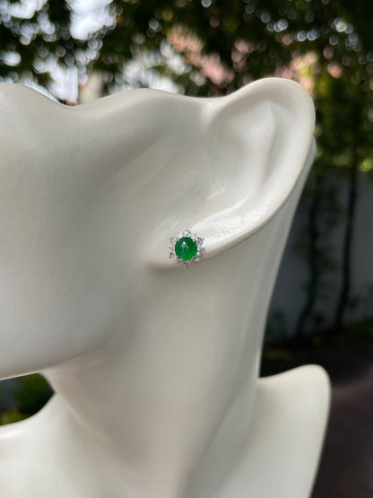 Green Jade Earrings - Cabochons (NJE257)