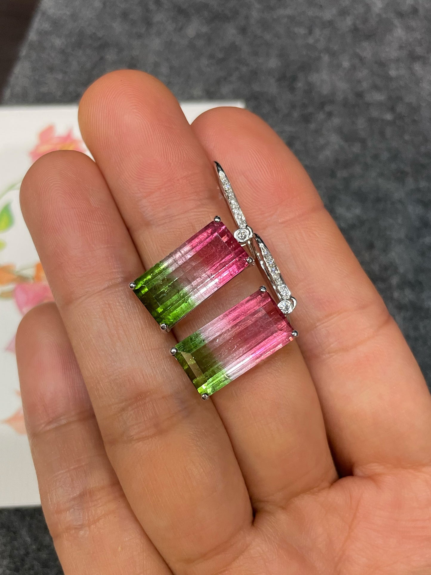 Watermelon Tourmaline Earrings - 14.66CT (NJE253)
