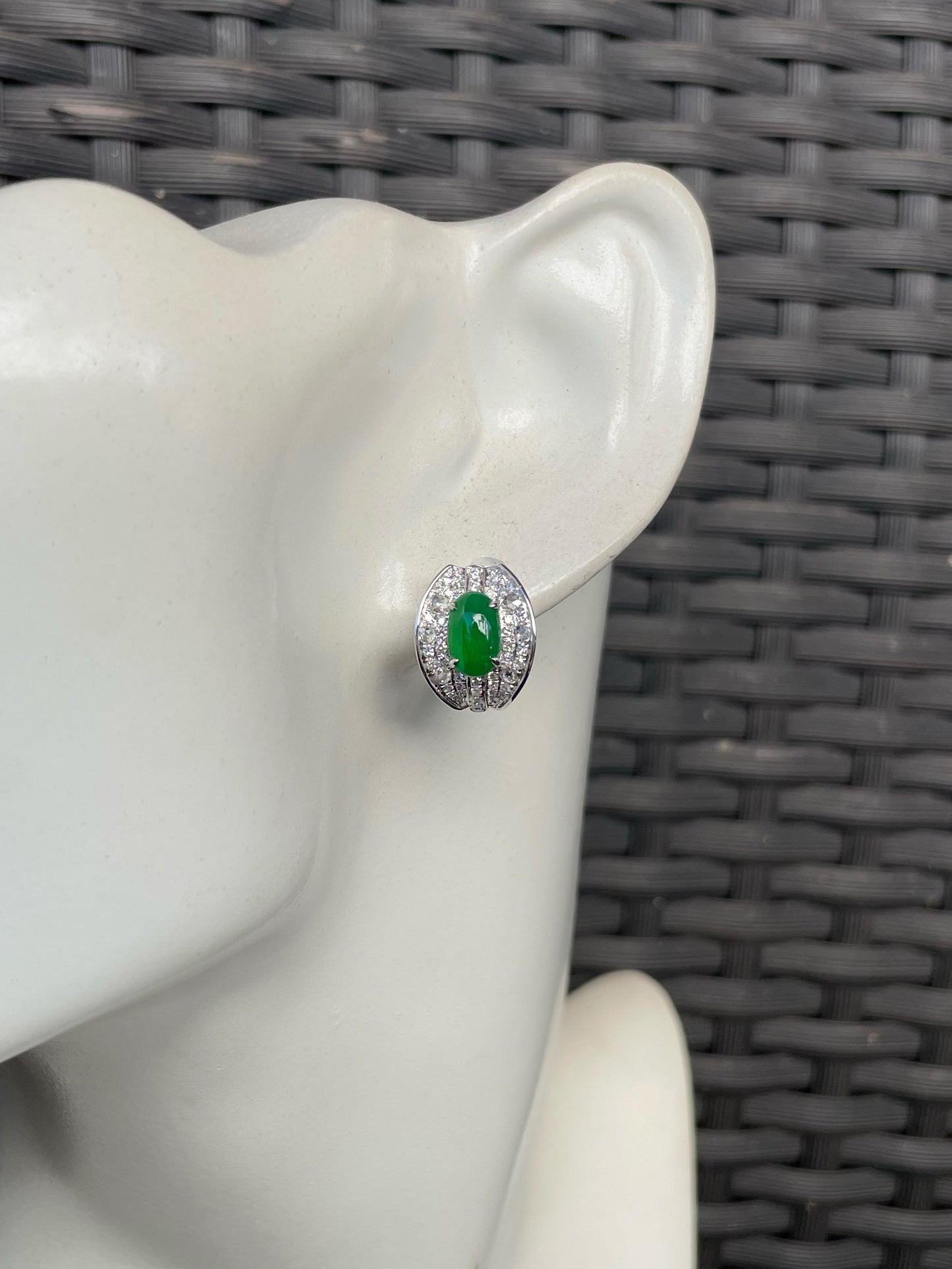 Green Jade Earrings - Cabochons (NJE252)