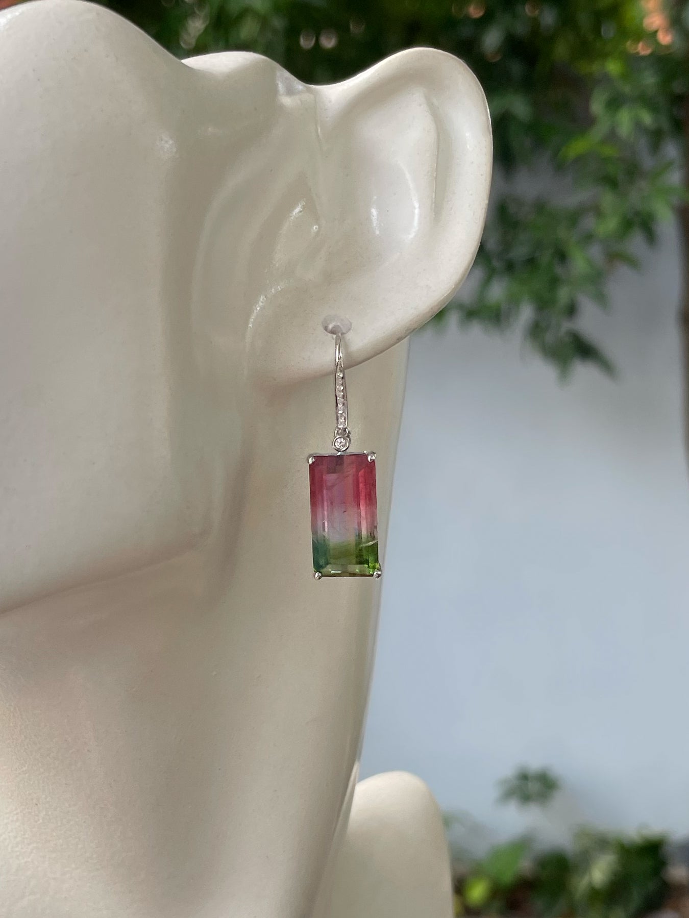 Watermelon Tourmaline Earrings - 14.66CT (NJE253)