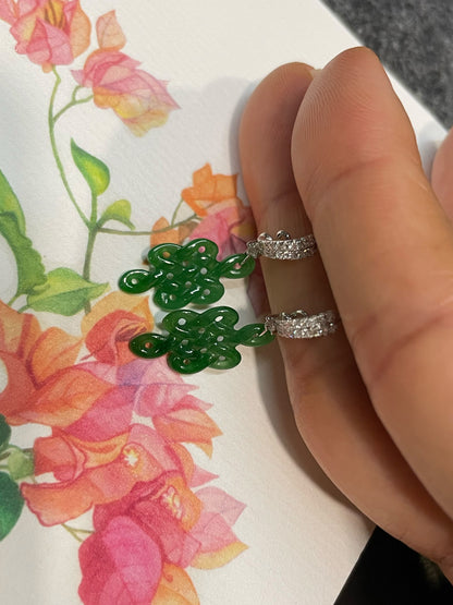 Green Jadeite Earrings - Eternity Knot (NJE258)