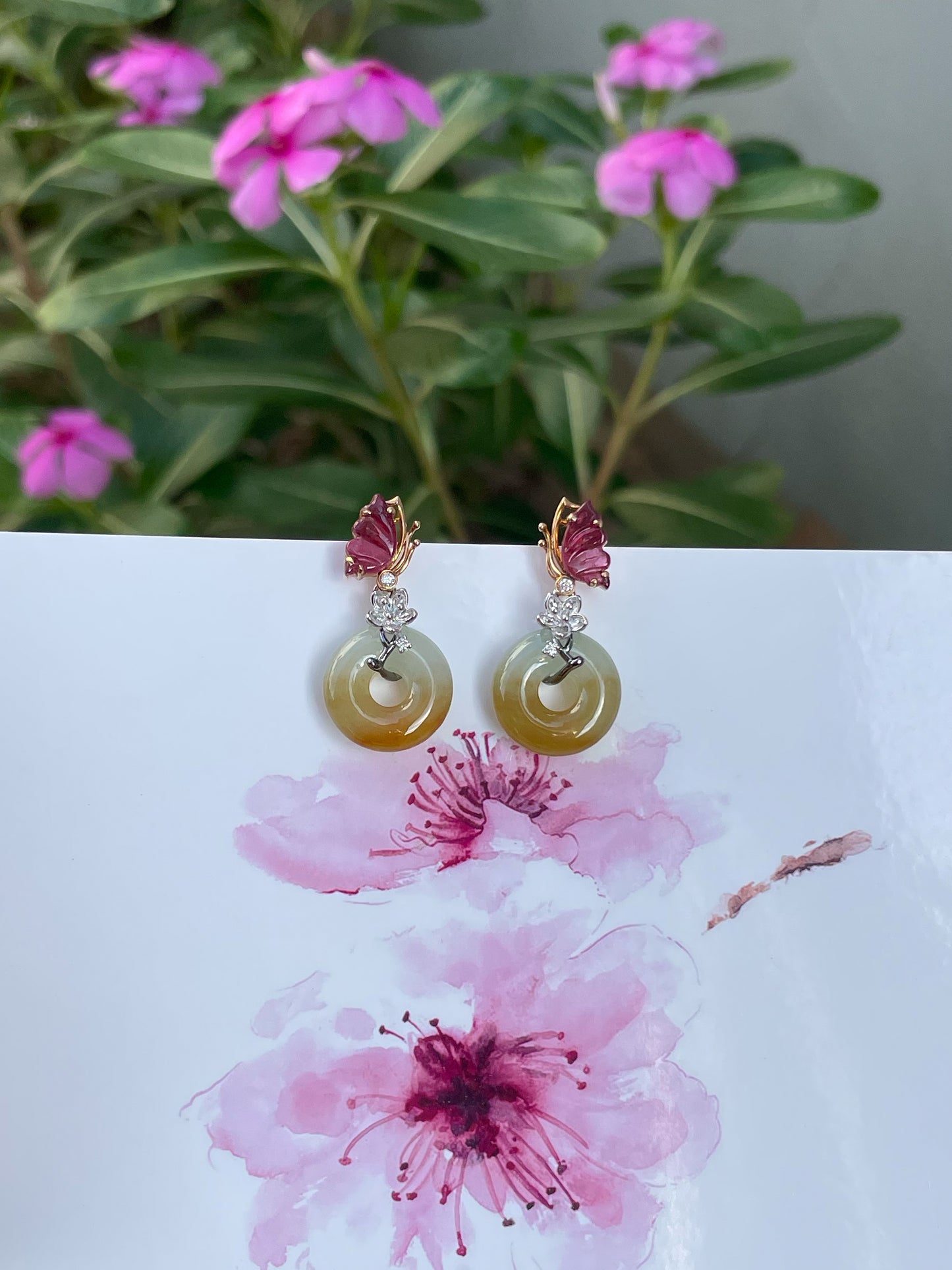Yellow Jadeite Earrings - Safety Coin (NJE260)