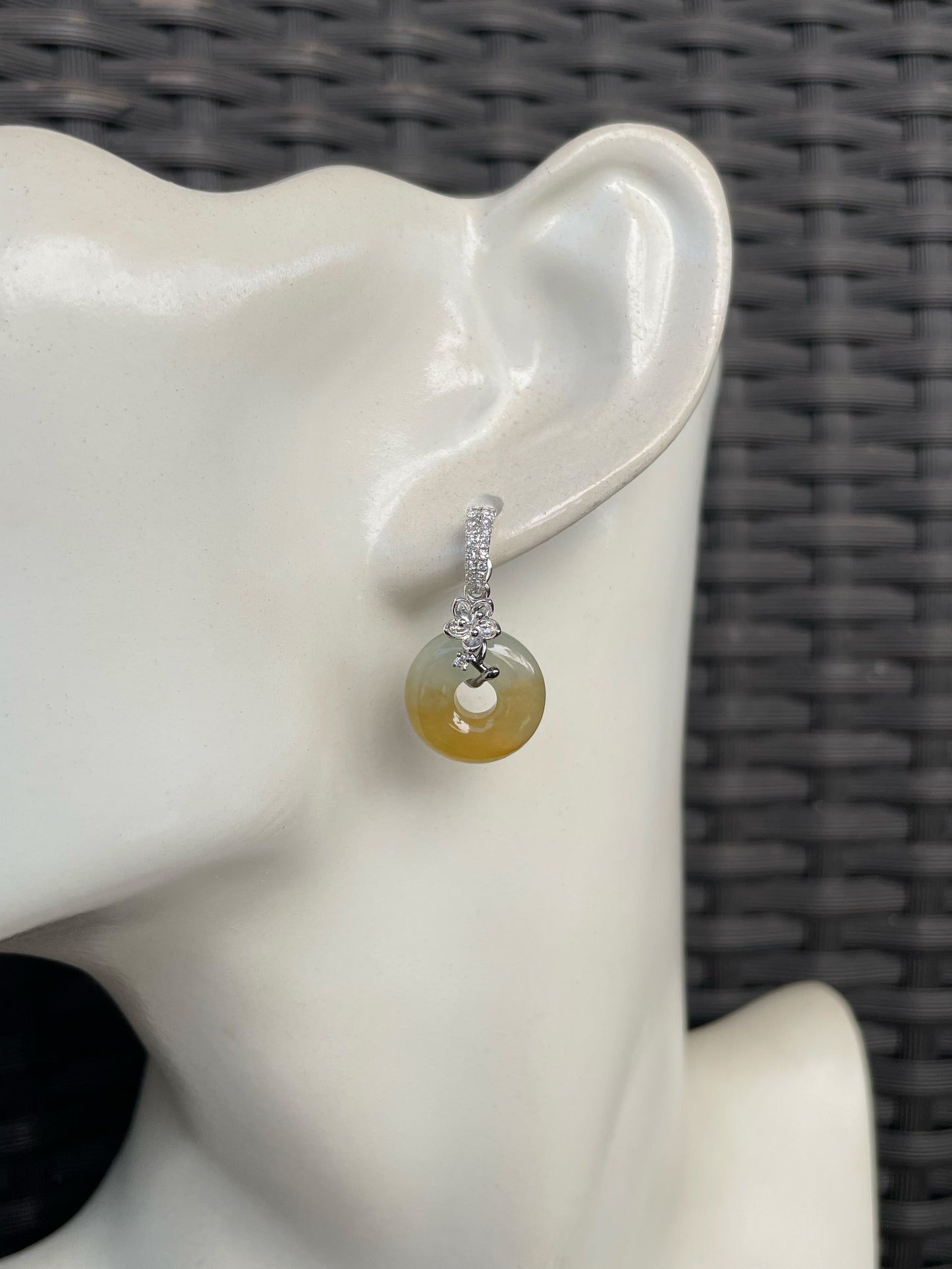Yellow Jadeite Earrings - Safety Coin (NJE260)