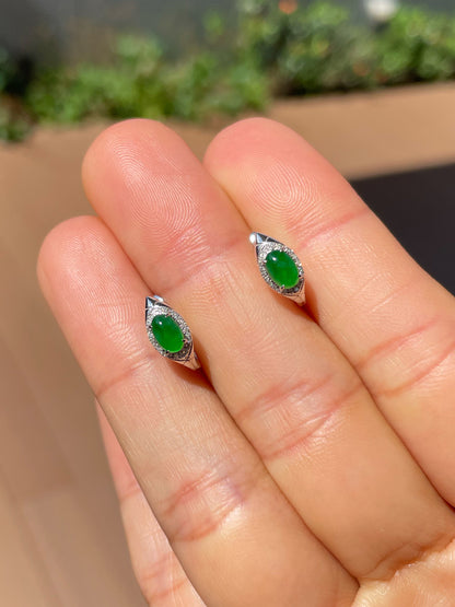 Green Jade Earrings - Cabochons (NJE263)