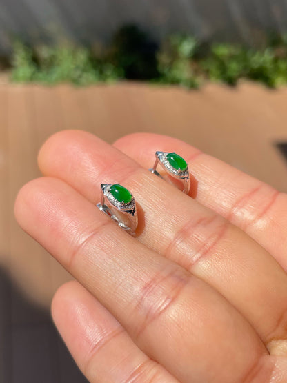 Green Jade Earrings - Cabochons (NJE263)