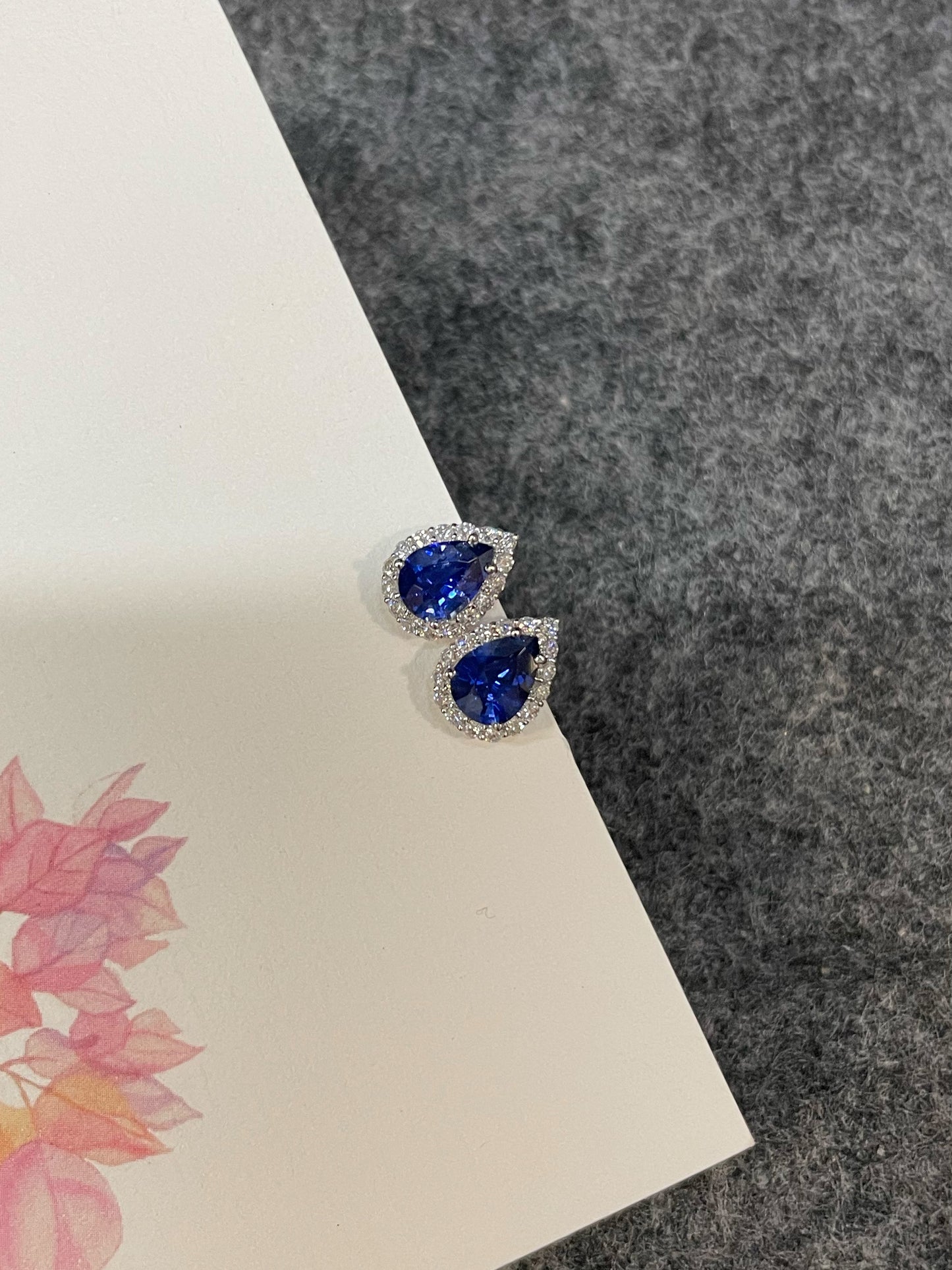 Natural Vivid Blue Sapphire Earrings - 2.11CT (NJE266)
