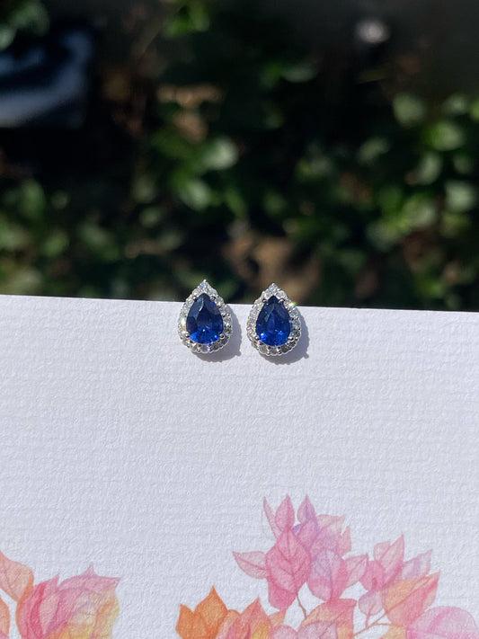 Natural Vivid Blue Sapphire Earrings - 2.11CT (NJE266)
