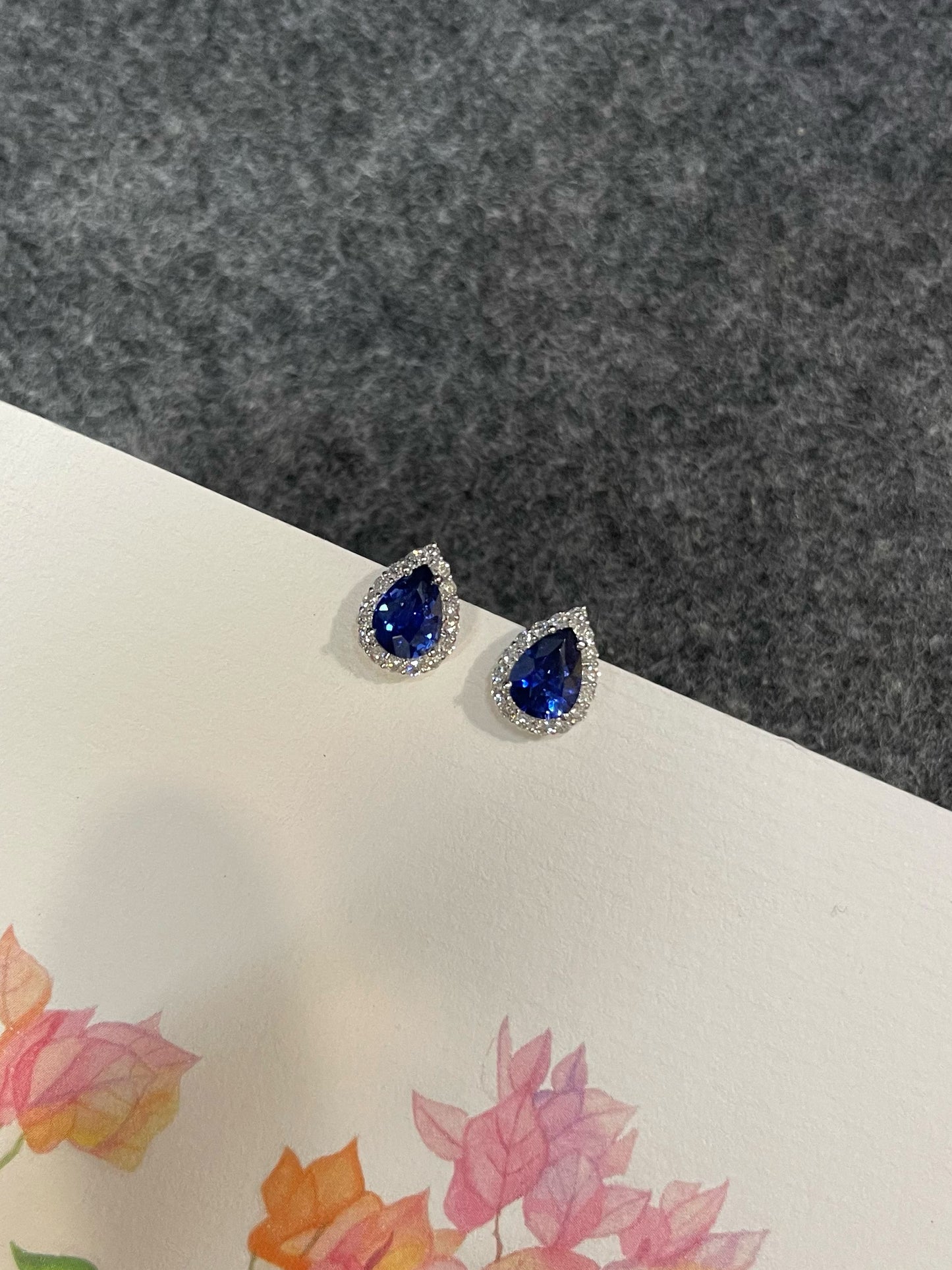 Natural Vivid Blue Sapphire Earrings - 2.11CT (NJE266)