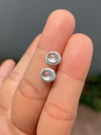 Glassy Jade Cabochon Earrings (NJE268)