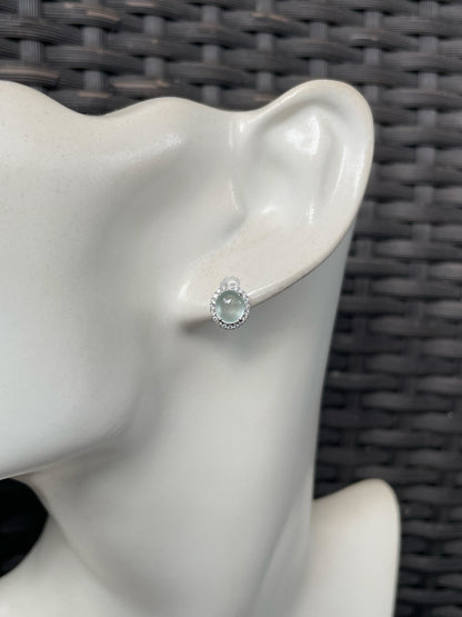 Glassy Jade Cabochon Earrings (NJE268)