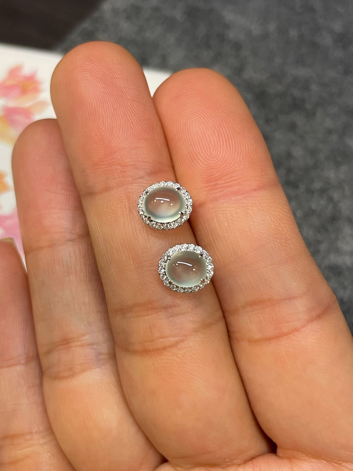 Glassy Jade Cabochon Earrings (NJE268)