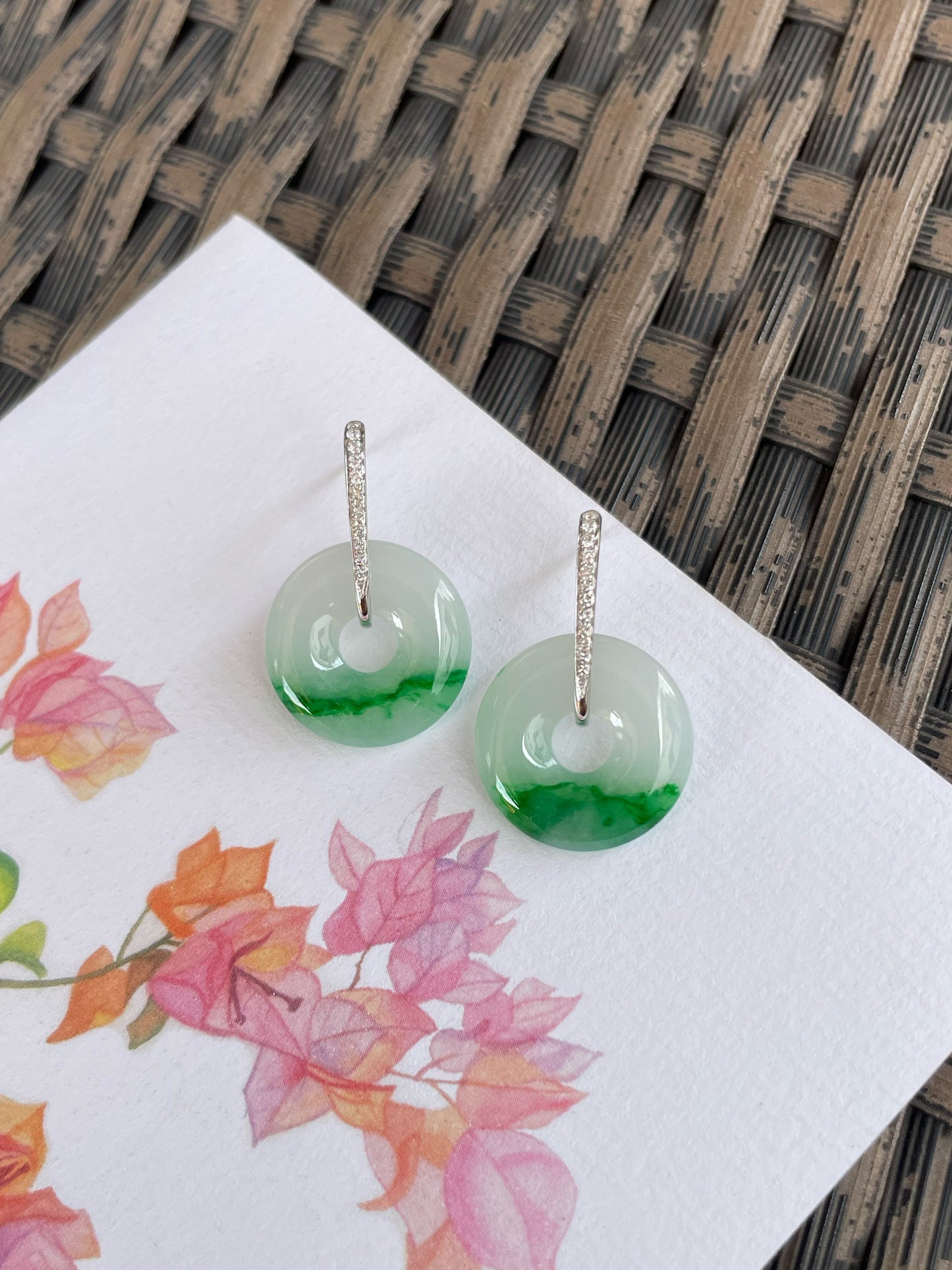 Green Jade Earrings - Safety Coin (NJE269)