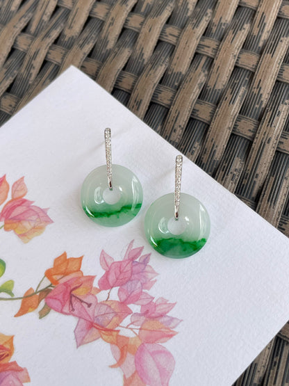 Green Jade Earrings - Safety Coin (NJE269)