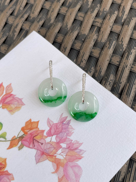 Green Jade Earrings - Safety Coin (NJE269)