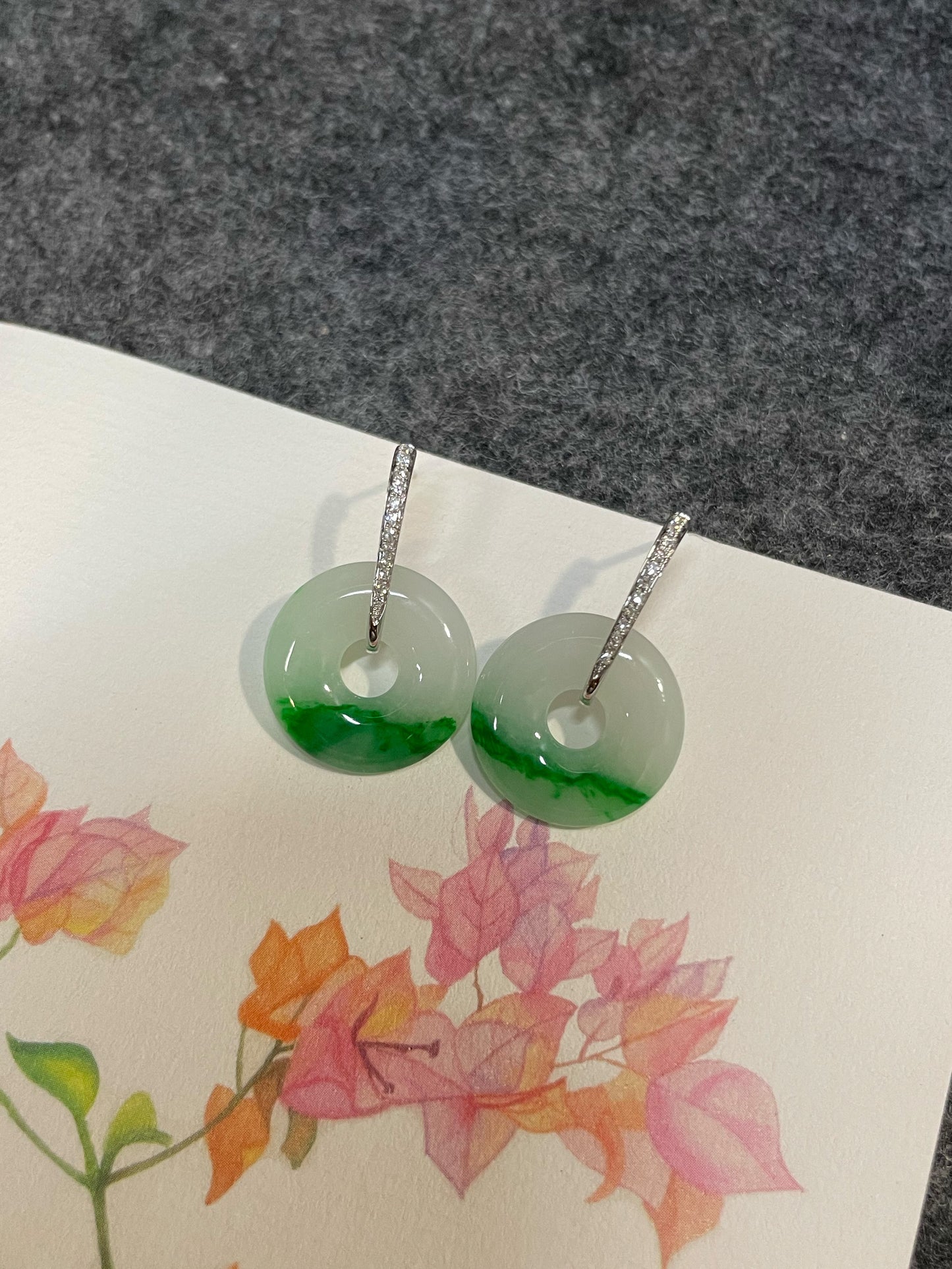 Green Jade Earrings - Safety Coin (NJE269)