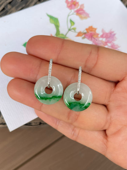 Green Jade Earrings - Safety Coin (NJE269)