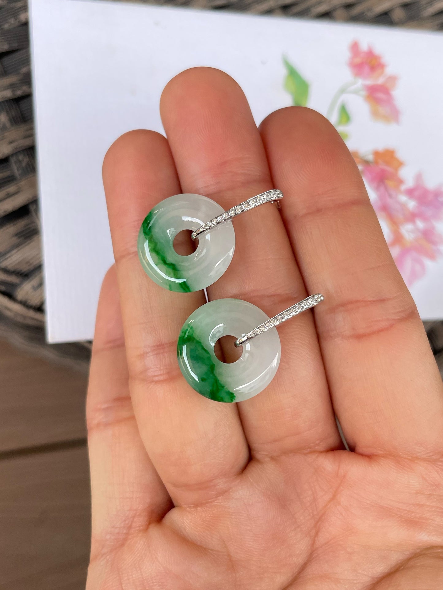 Green Jade Earrings - Safety Coin (NJE269)