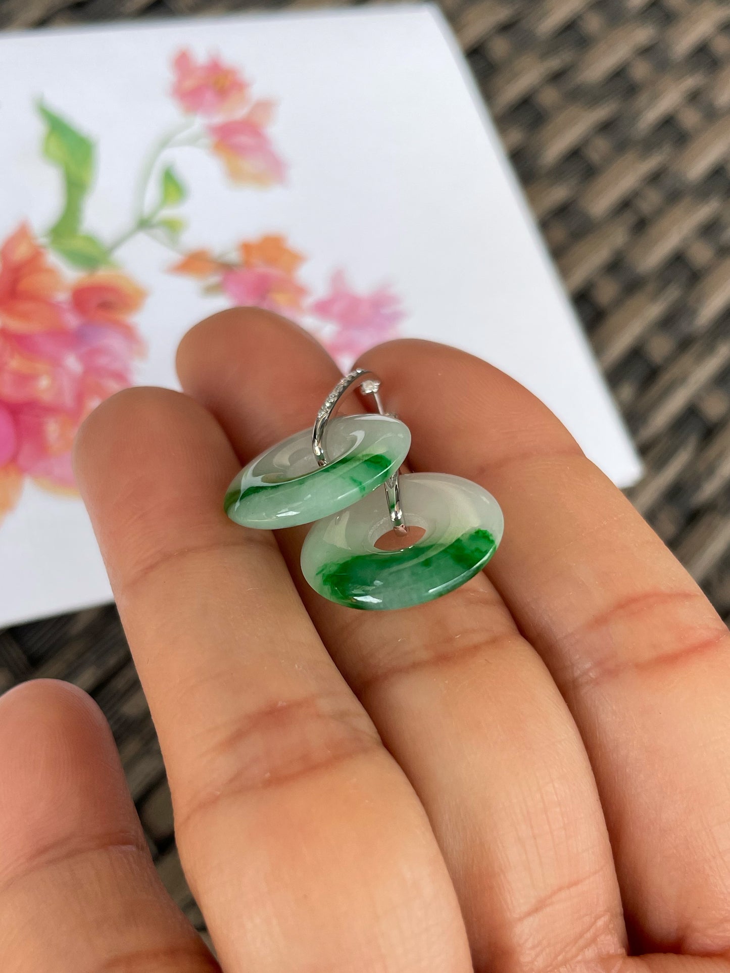 Green Jade Earrings - Safety Coin (NJE269)