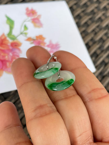 Green Jade Earrings - Safety Coin (NJE269)