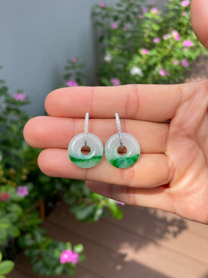 Green Jade Earrings - Safety Coin (NJE269)