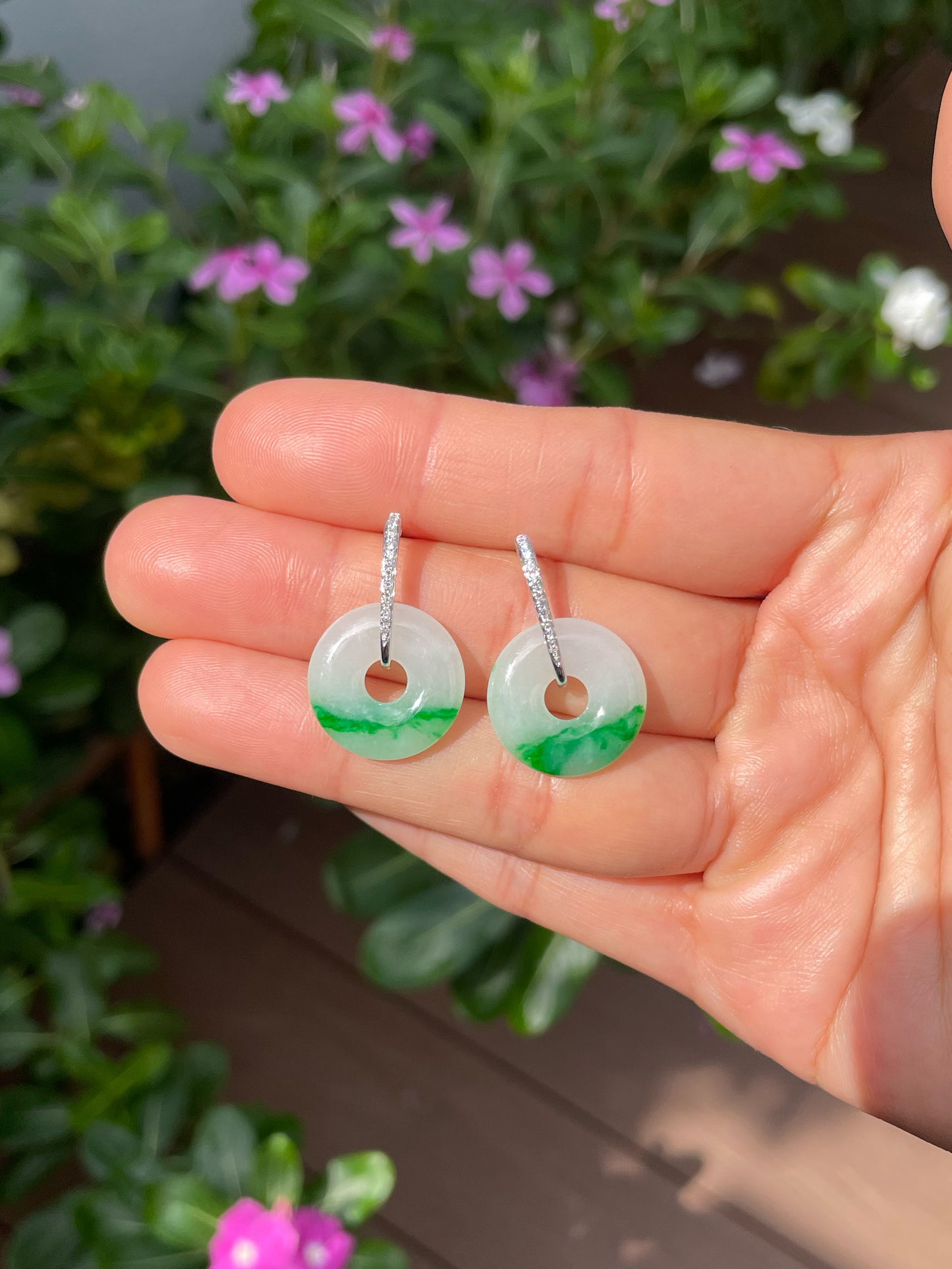 Green Jade Earrings - Safety Coin (NJE269)