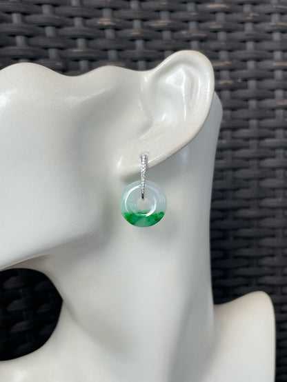 Green Jade Earrings - Safety Coin (NJE269)