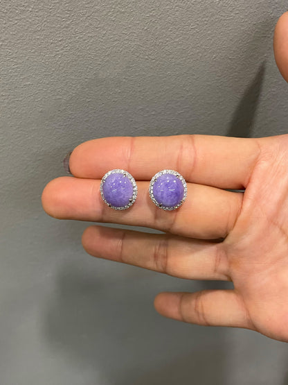 Lavender Jade Cabochon Earrings (NJE275)