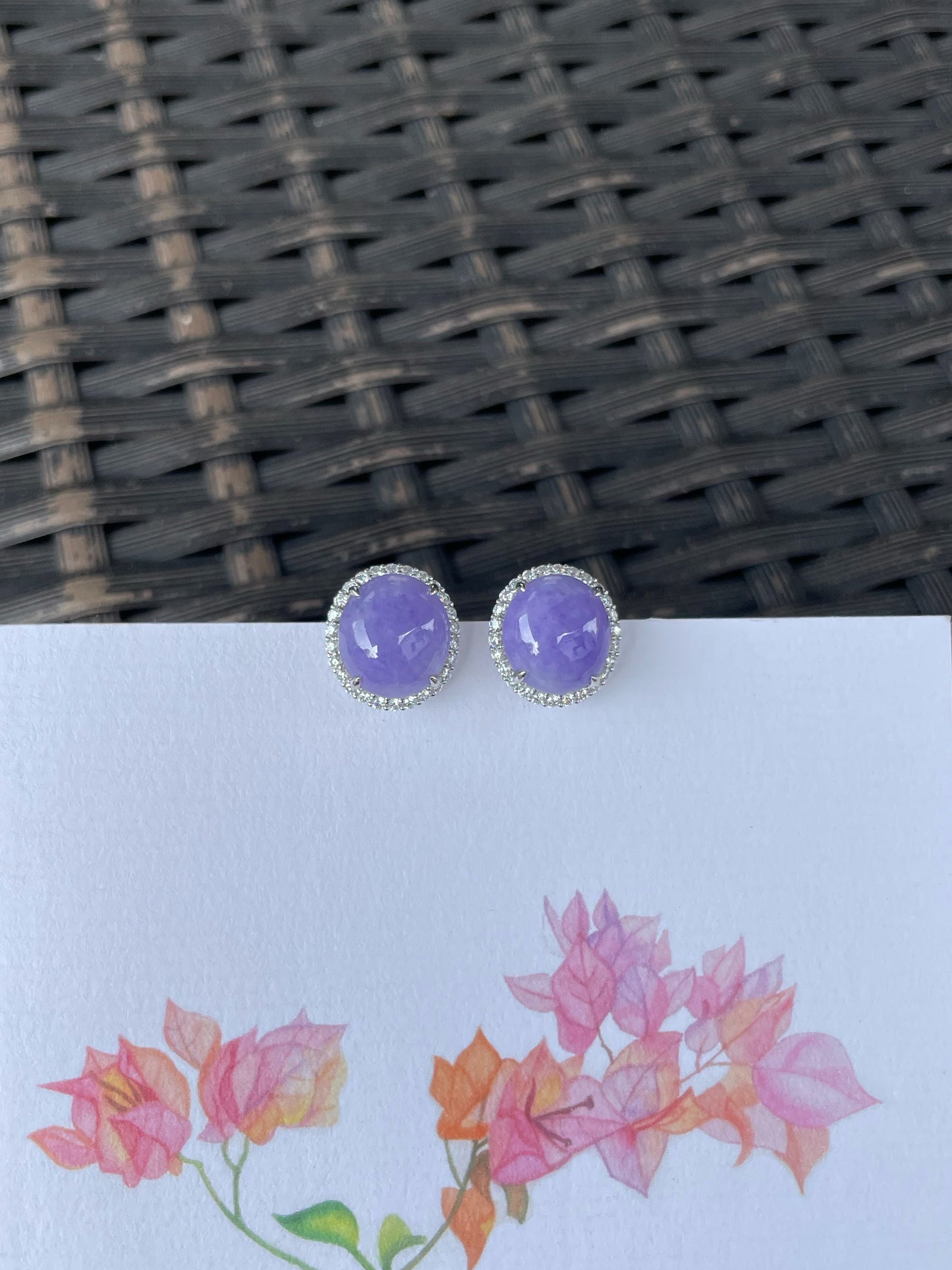 Lavender Jade Cabochon Earrings (NJE275)