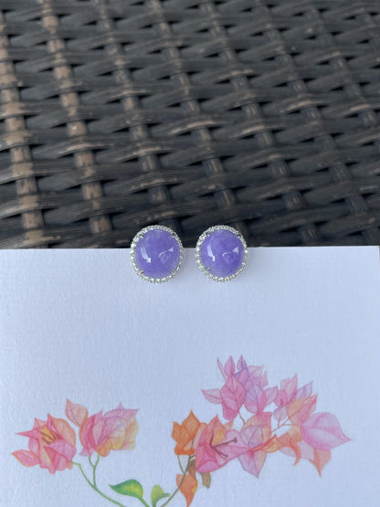 Lavender Jade Cabochon Earrings (NJE275)