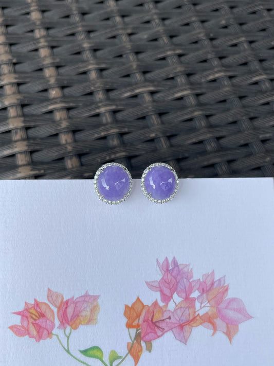 Lavender Jade Cabochon Earrings (NJE275)