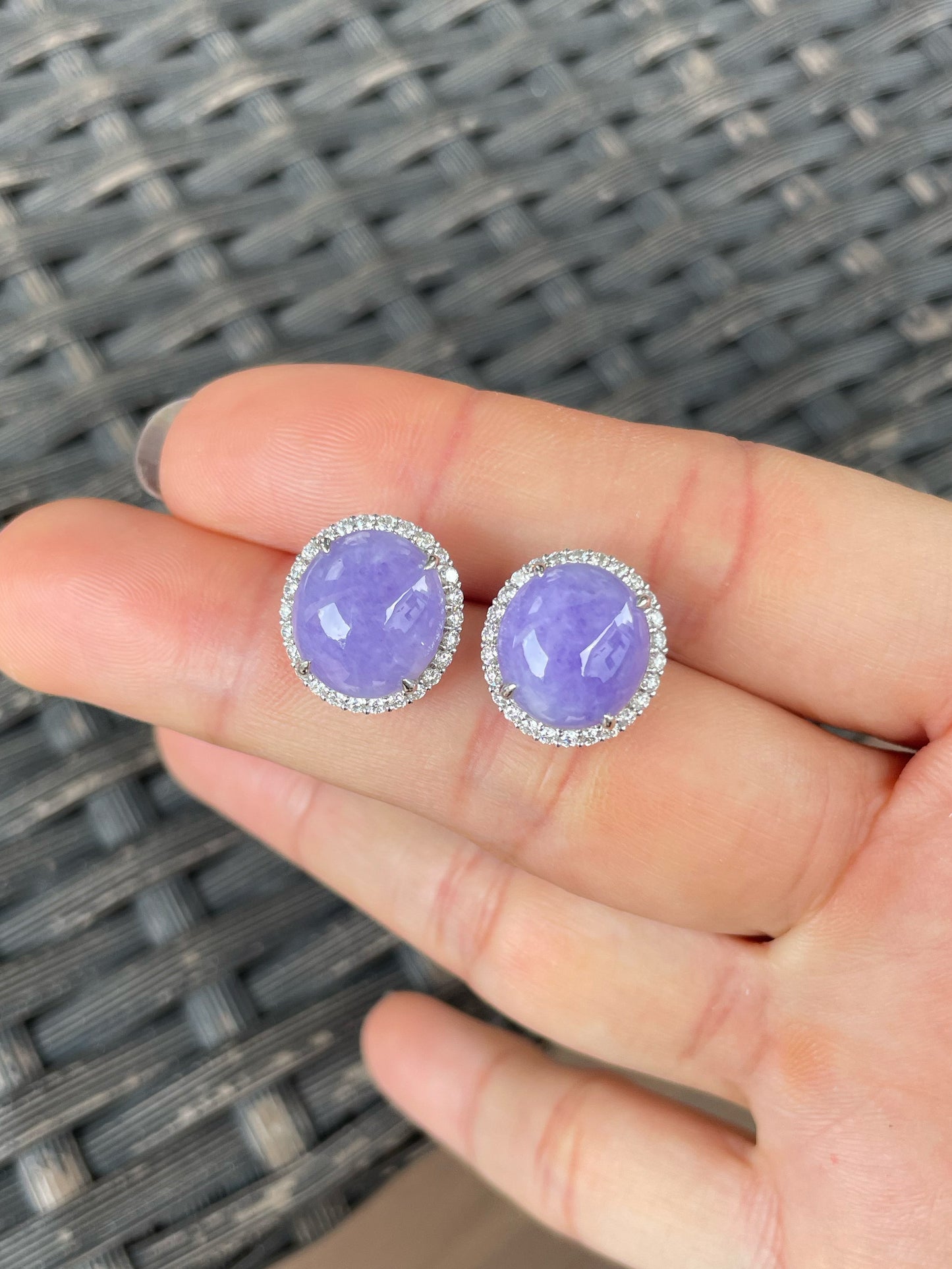 Lavender Jade Cabochon Earrings (NJE275)