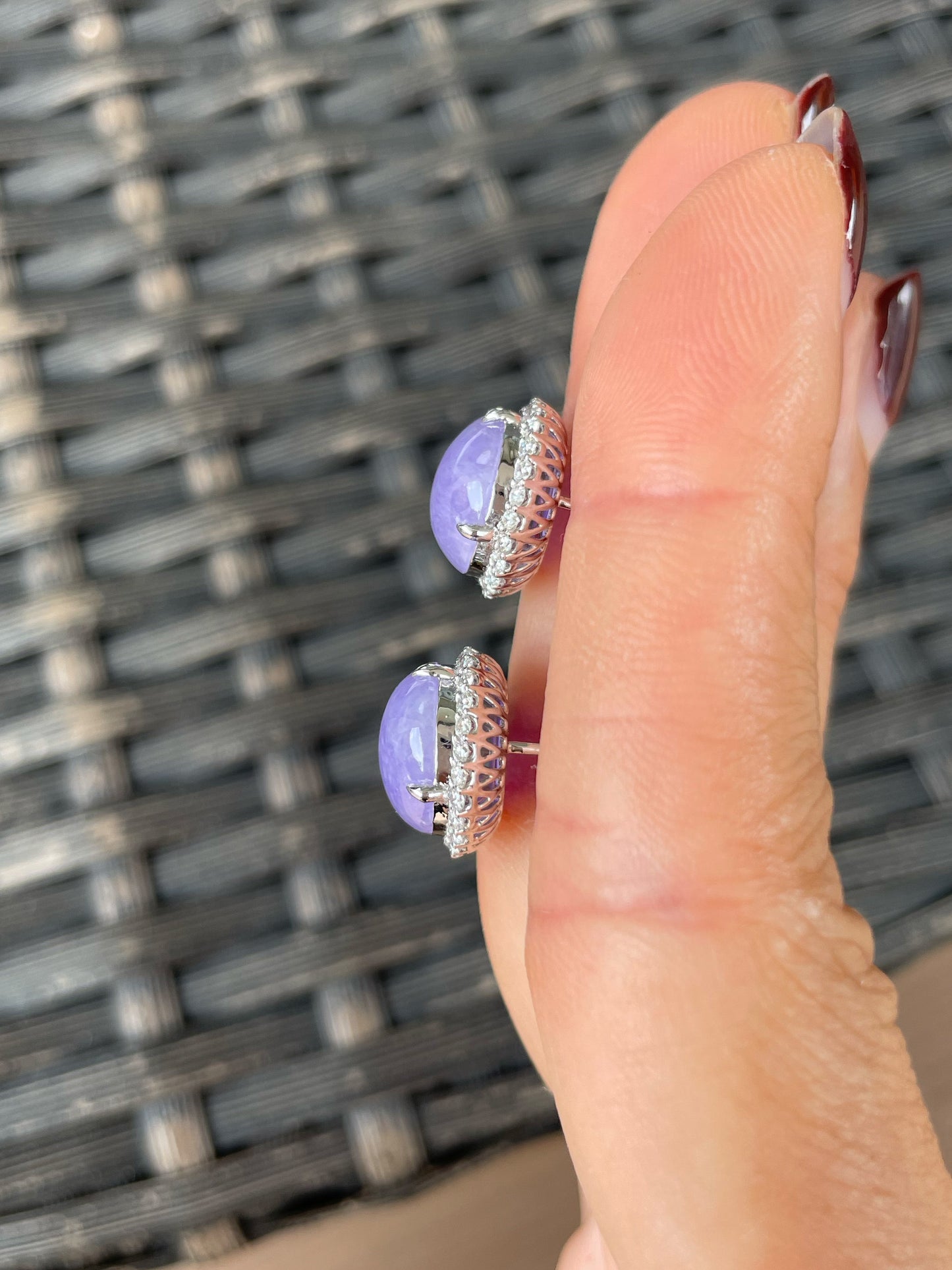 Lavender Jade Cabochon Earrings (NJE275)