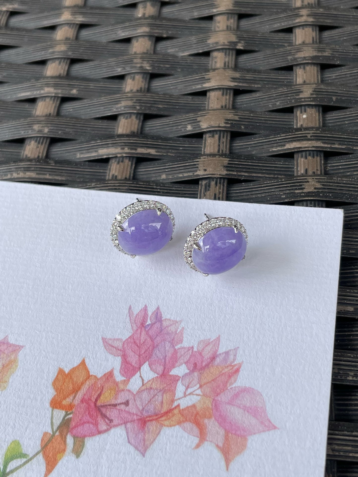 Lavender Jade Cabochon Earrings (NJE275)