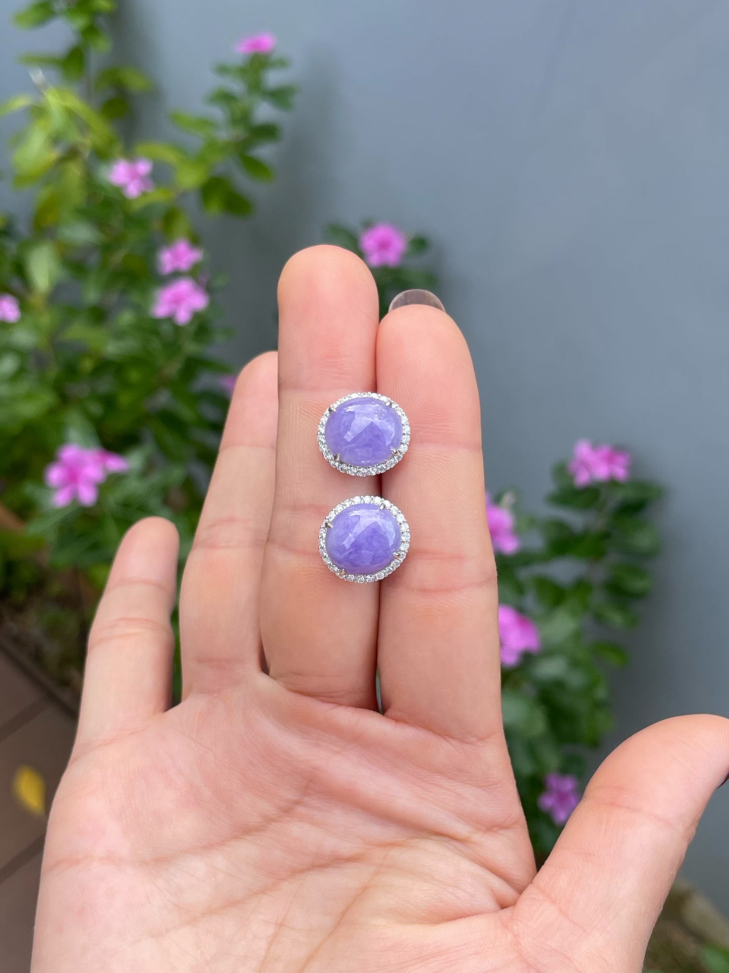 Lavender Jade Cabochon Earrings (NJE275)