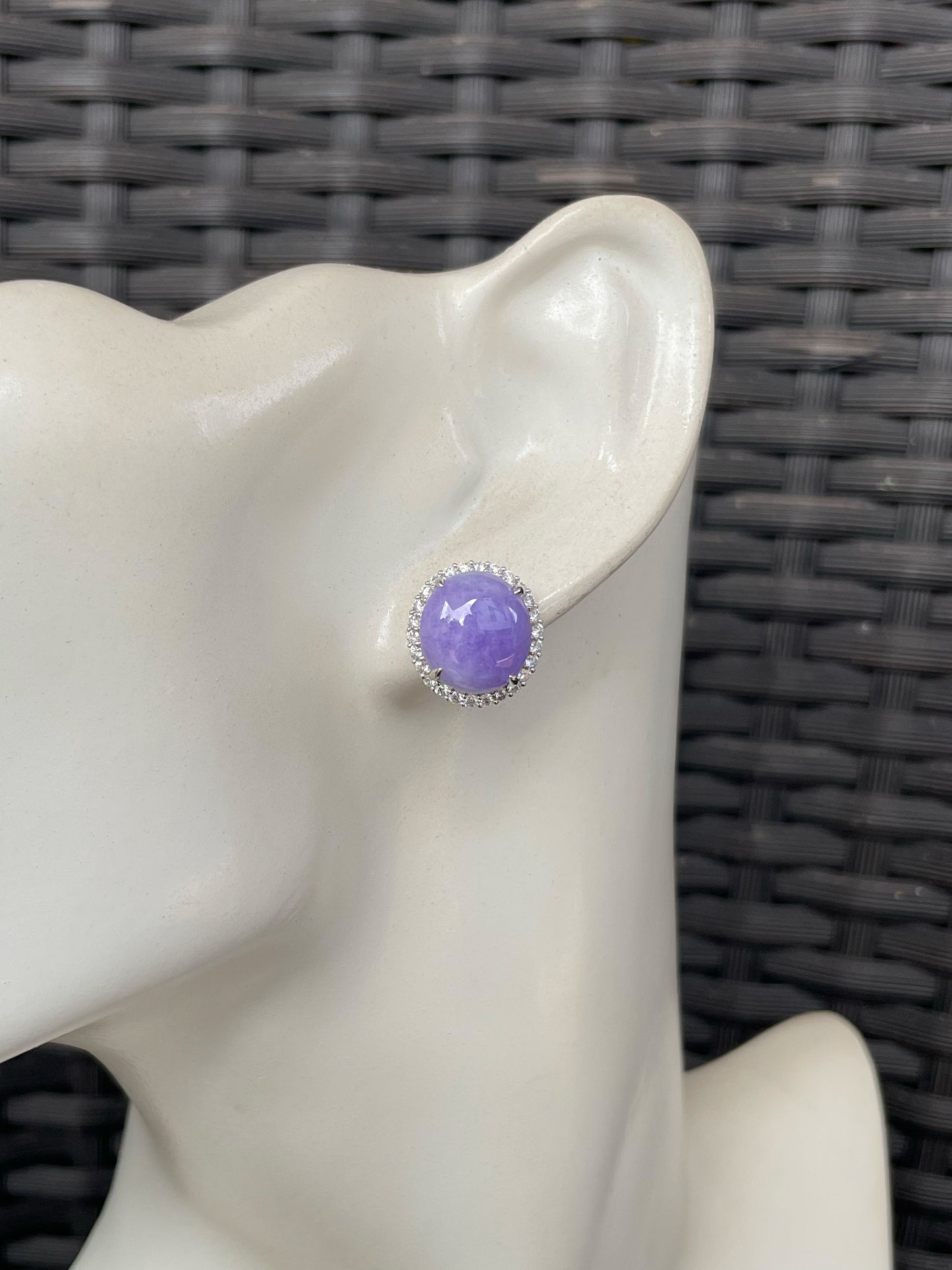 Lavender Jade Cabochon Earrings (NJE275)