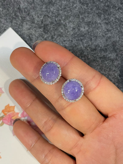 Lavender Jade Cabochon Earrings (NJE275)