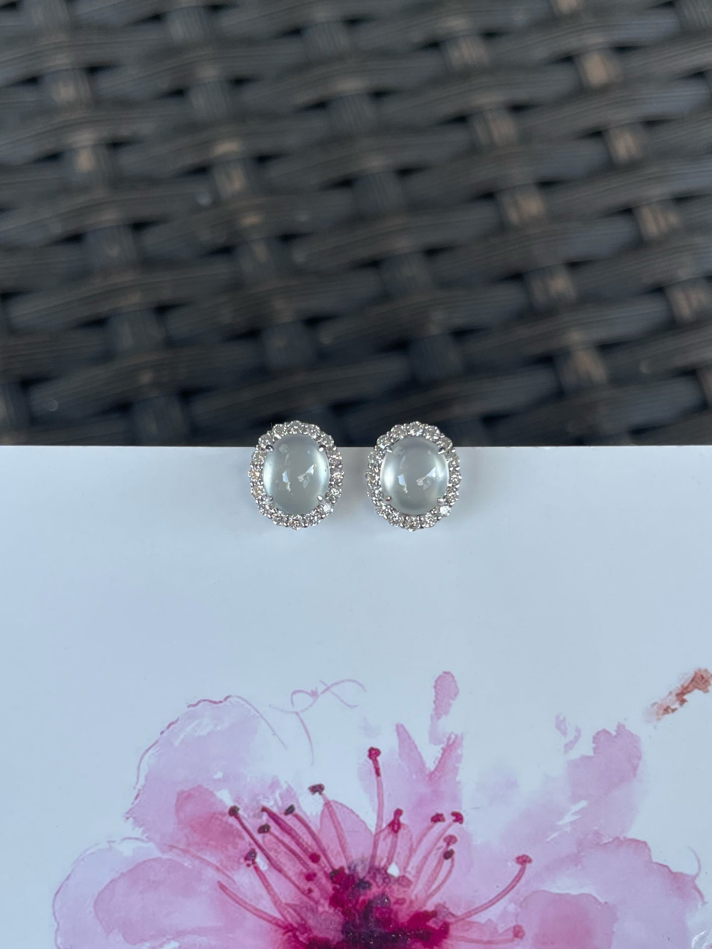 Glassy Jade Cabochon Earrings (NJE277)