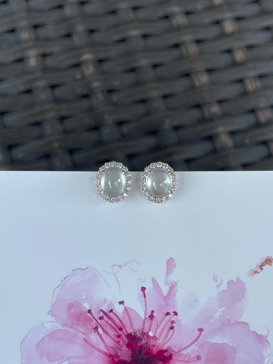 Glassy Jade Cabochon Earrings (NJE277)