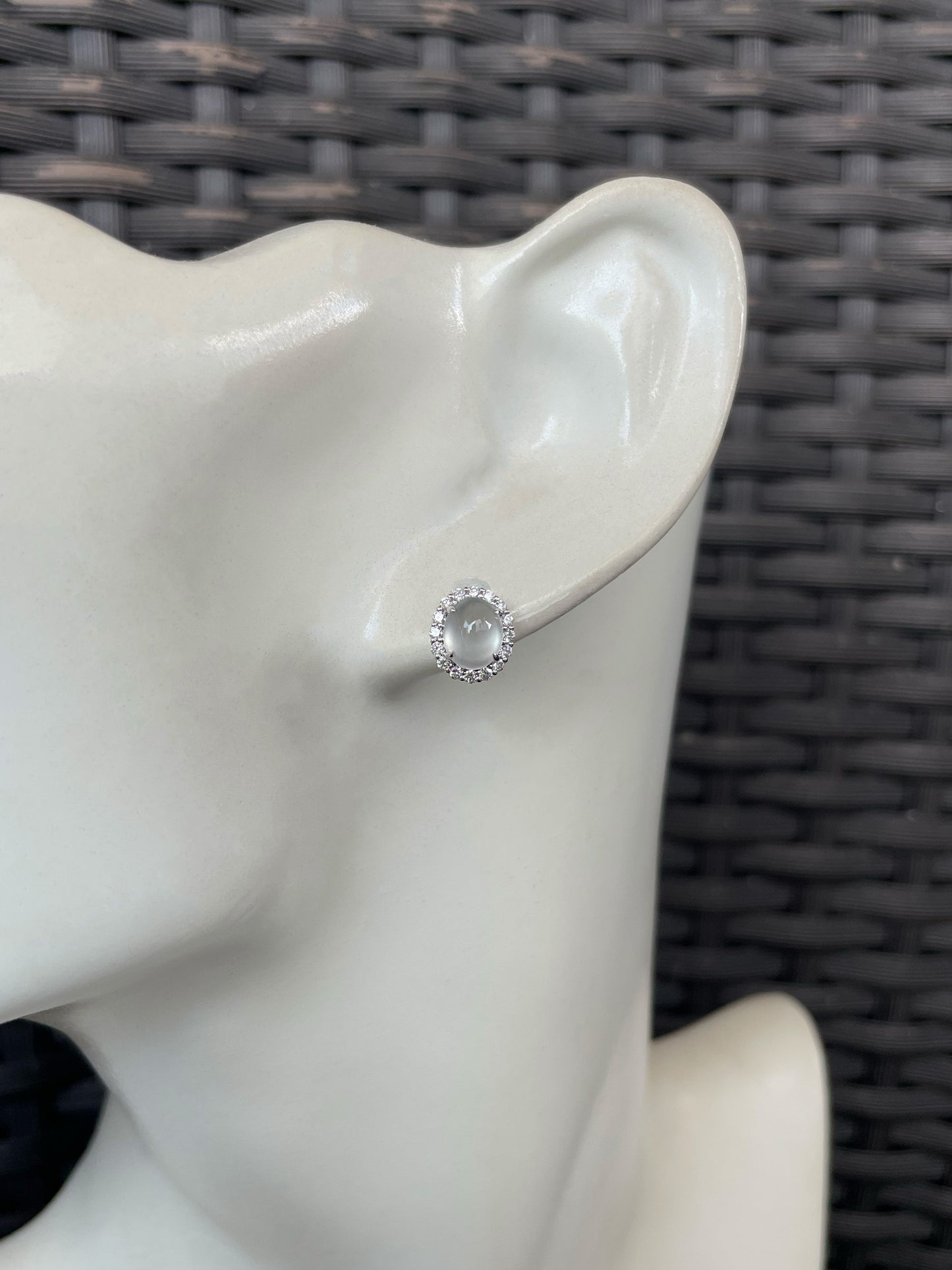 Glassy Jade Cabochon Earrings (NJE277)