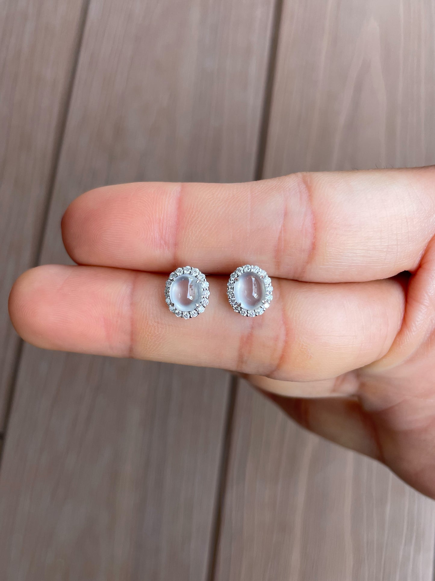 Glassy Jade Cabochon Earrings (NJE277)