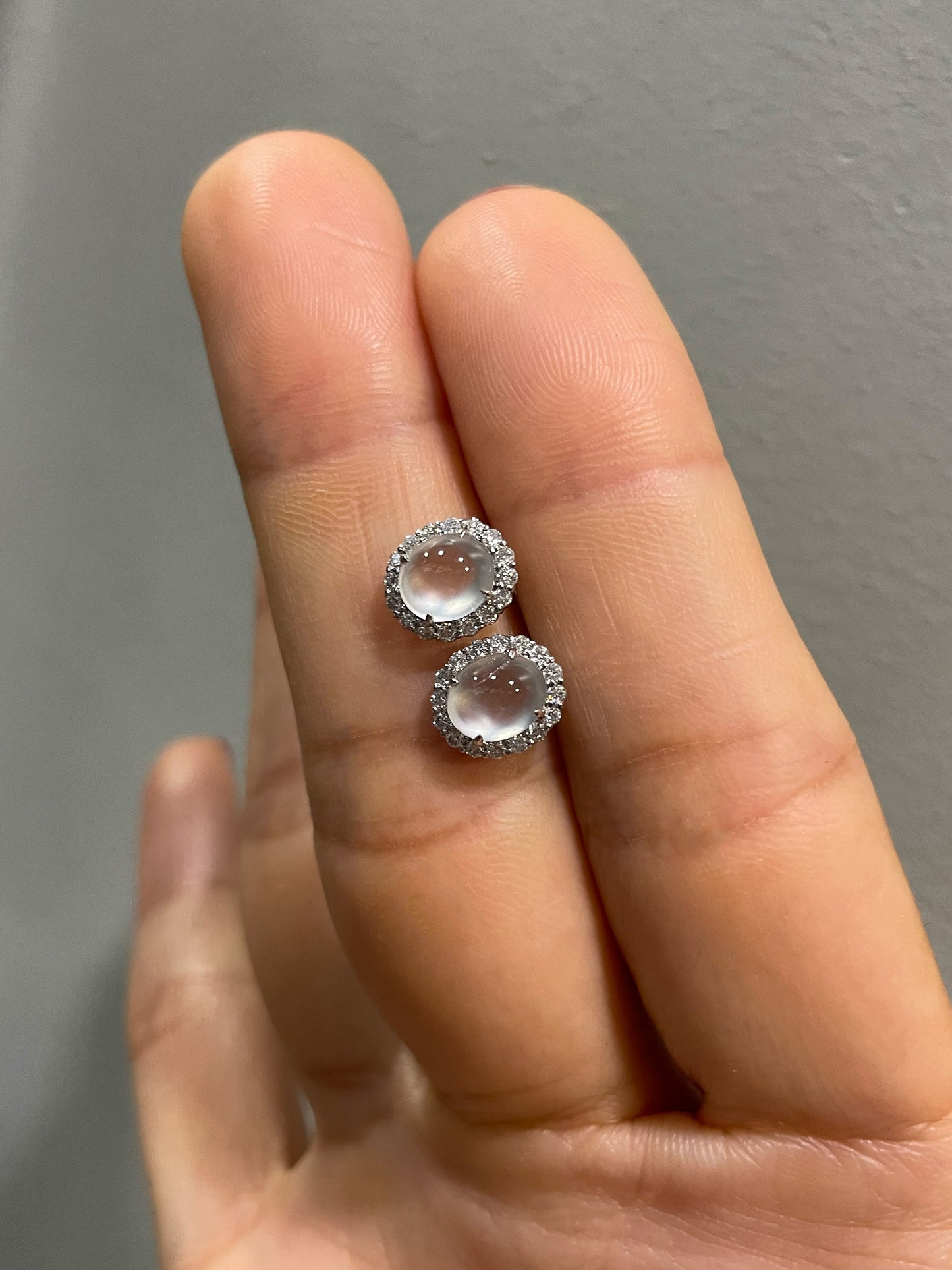 Glassy Jade Cabochon Earrings (NJE277)