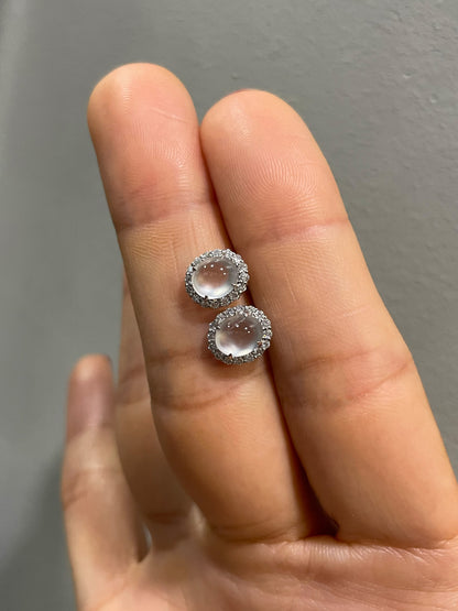 Glassy Jade Cabochon Earrings (NJE277)