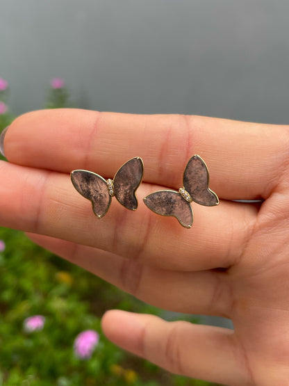 Icy Black Jade Earrings - Butterfly (NJE279)