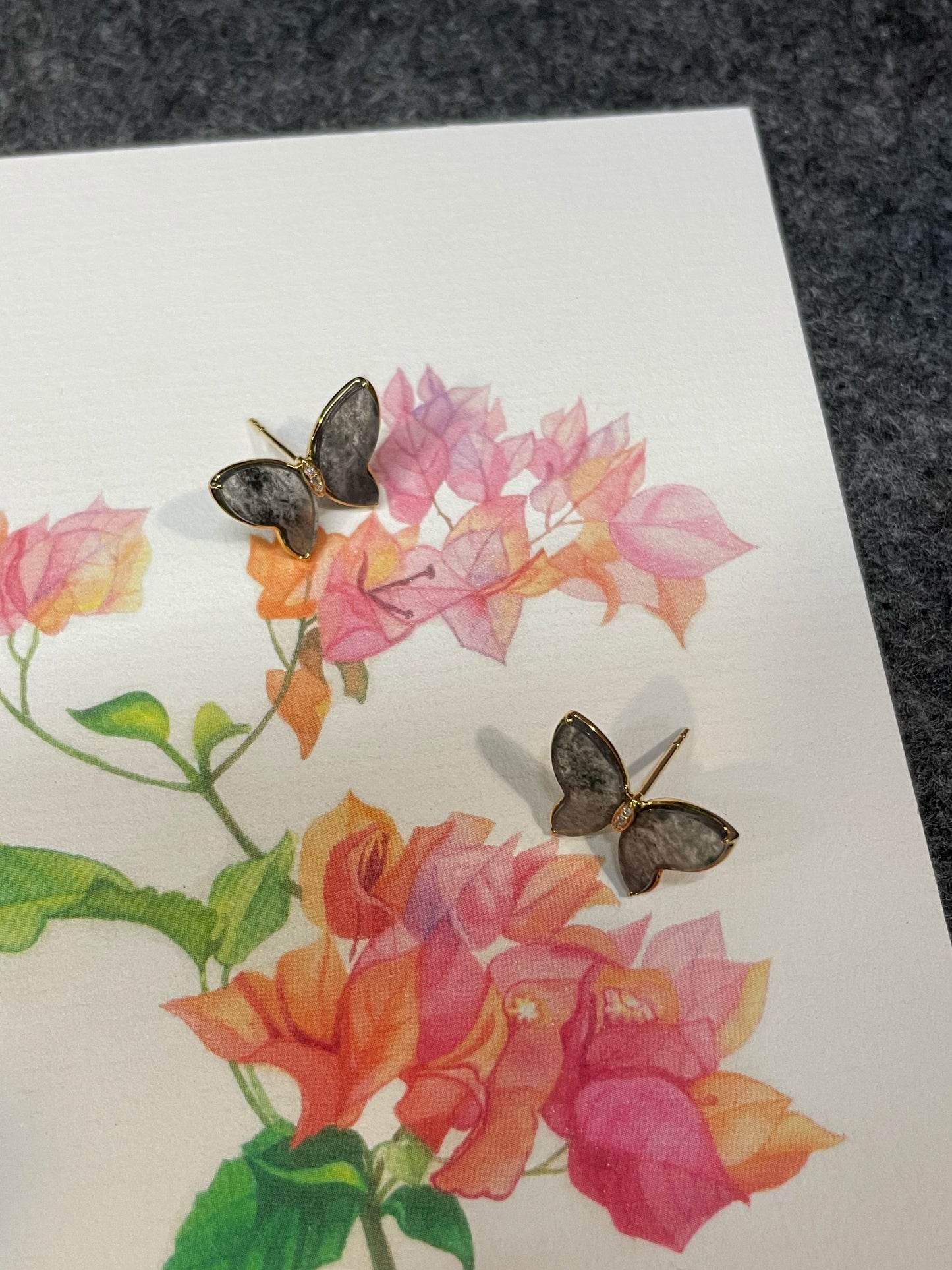 Icy Black Jade Earrings - Butterfly (NJE279)